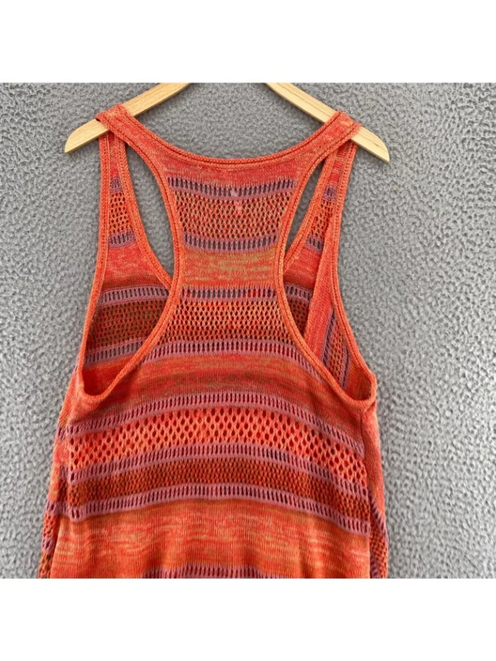 Free People Sweater Women Medium Lovebird Orange Tank Combo Crochet Sleeveless